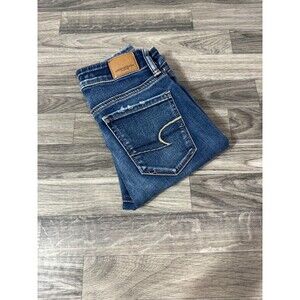 AMERICAN EAGLE Super Stretch Hi-Rise Jegging Blue Denim Jeans Women's 0 Long